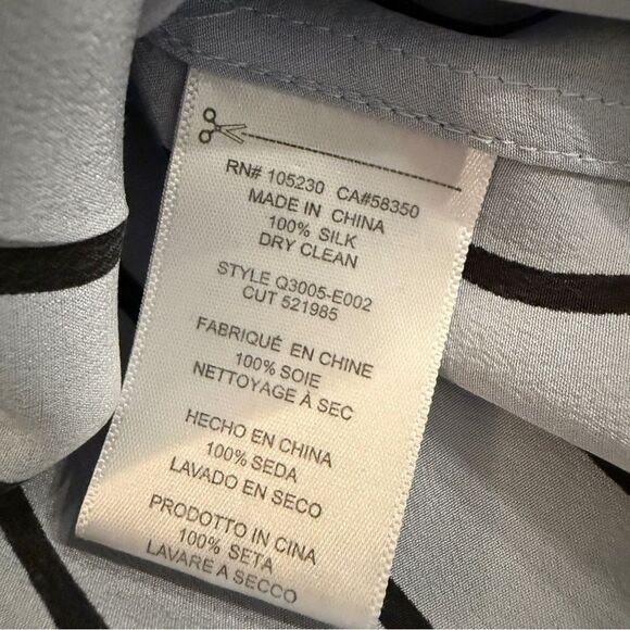 Equipment Light Blue Black Stripe Silk Button Up - Picture 8 of 9